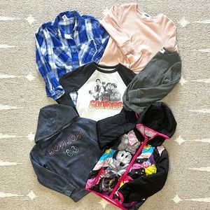 Girls Lot of Long Sleeve Tops & Minnie Mouse Jacket